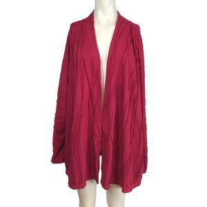 WINDHORSE - WOMEN'S XXL - FUCHSIA LOBG SLEEVE OPEN FRONT COTTON CARDIGAN